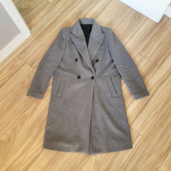 Donna Karan Long Wool Collared Winter Dress Pea Coat in Grey - Picture 1 of 8